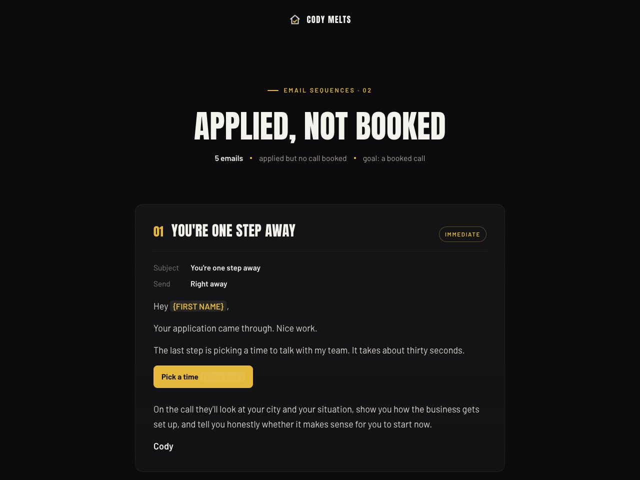 Applied, not booked preview